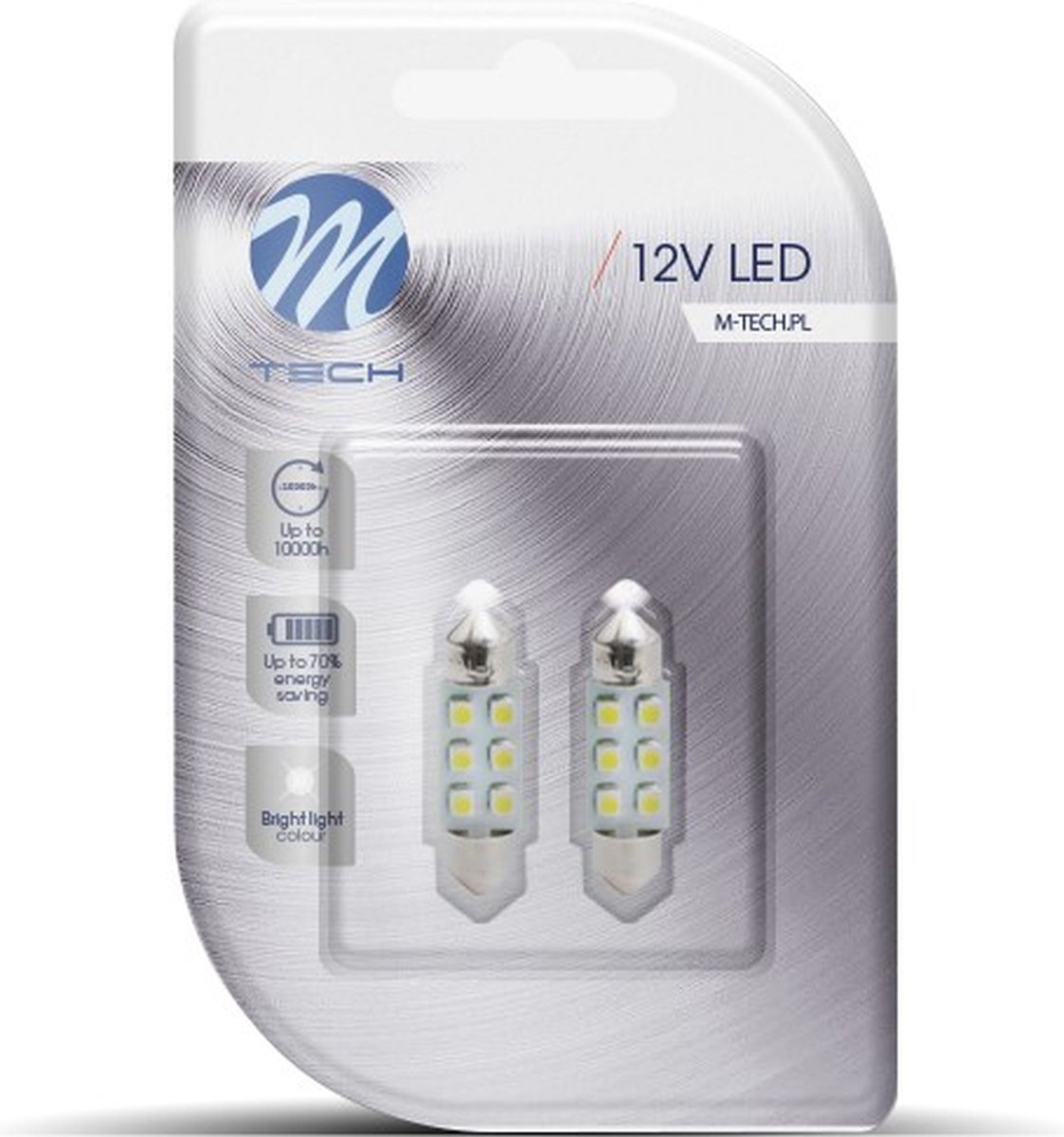 M-Tech LED C5W 12V 36mm - Basis 6x Led diode - Rood - Set