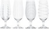 bierglazenset Cheers 290 ml transparant/zilver 4 stuks