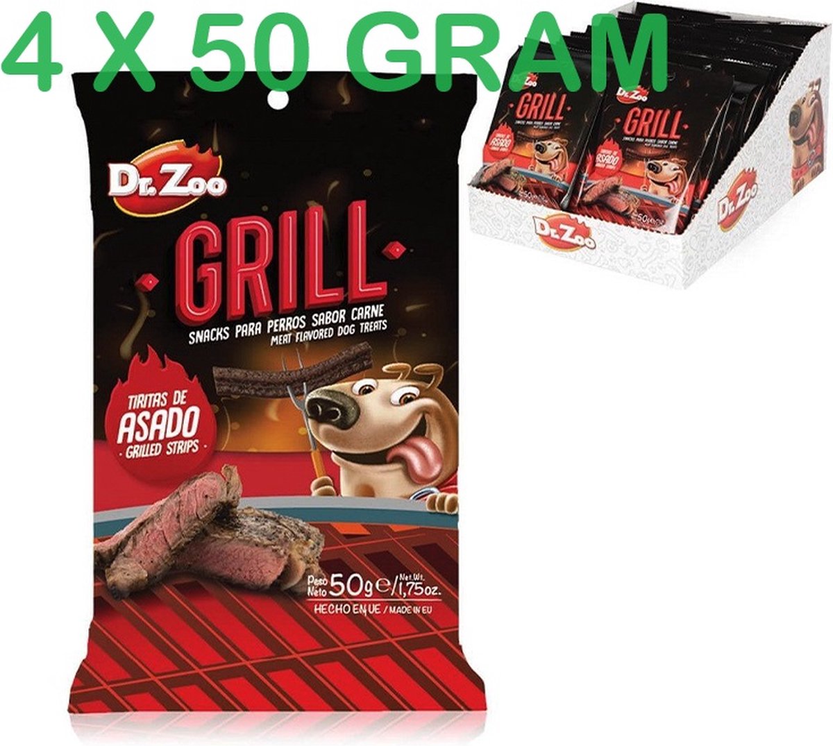 4 X Dr Zoo Hondensnack GRILL meat flavoured steaks strips een verwennerij voor uw lieve schat. 50 gr 4 X = 200 gram — cadeau in Cadeau-ideeën - foto 3