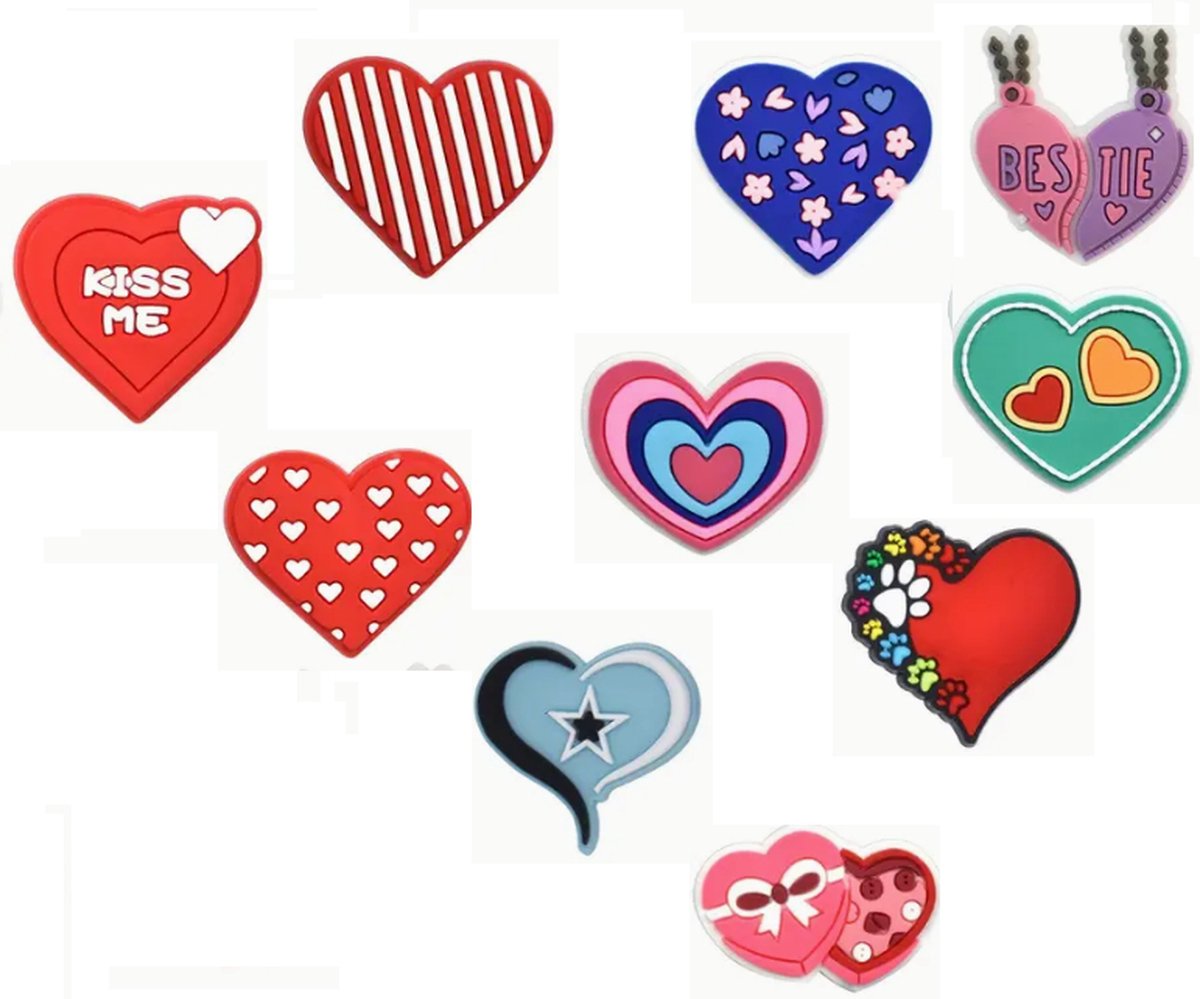 Schoen pins harten - pins hartjes - schoen charms - schoen bedels - accessoires voor clogs - ook geschikt voor crocs