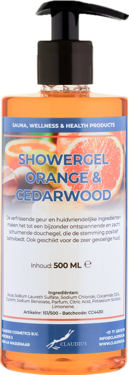 Goedkoopste Douchegel Sweet Orange & Cedarwood 500 ml - met gratis pomp - Showergel