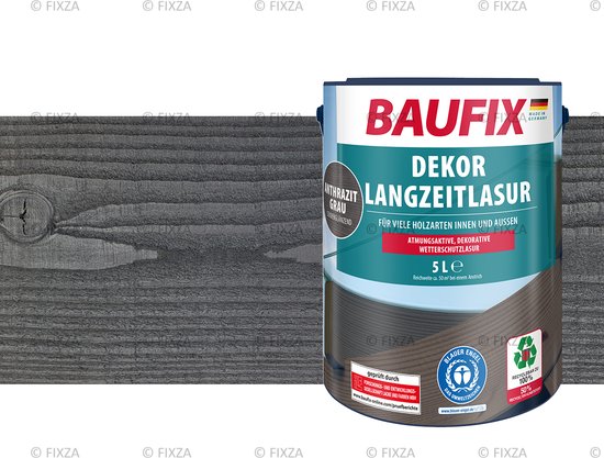 BAUFIX Deco Houtbeits antraciet grijs 5 Liter