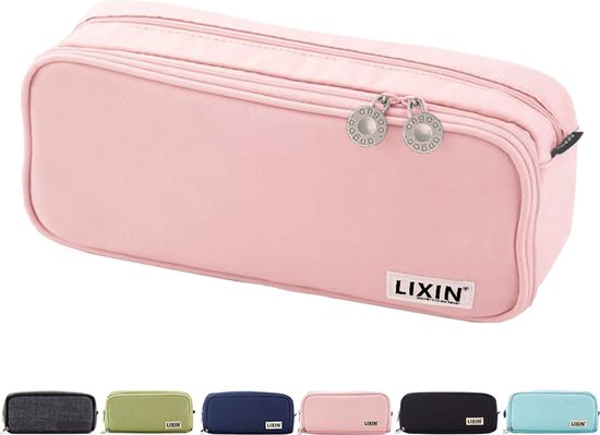 LIXIN etui in lichtroze met twee ritsen en een LIXIN logo op de voorkant. Verkrijgbaar in meerdere kleuren.