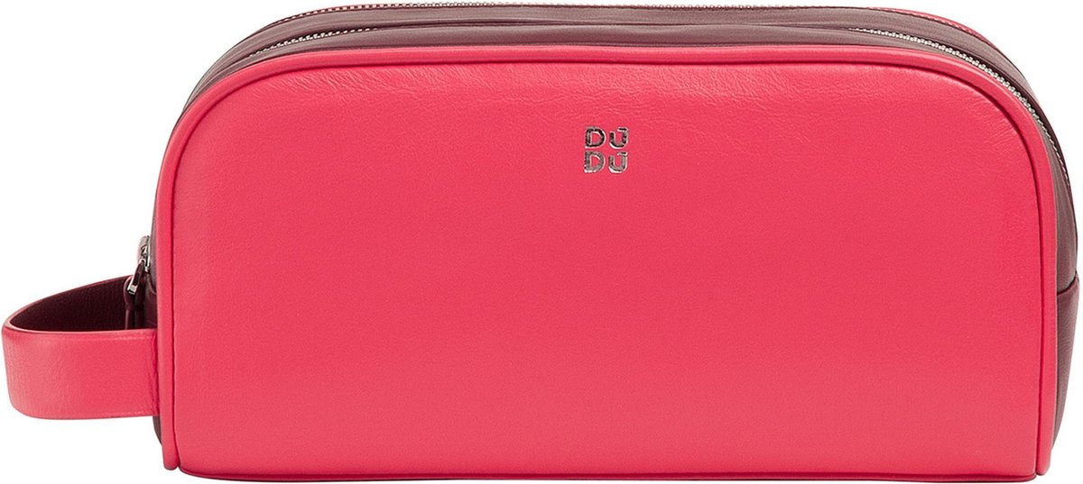 DuDu Thani Cosmetisch Tasje Leer 21 cm - 2 L - Ritssluiting - himbeere