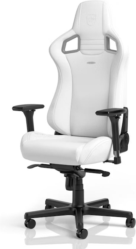 Wit race-autozitje met grijze accenten en zwarte basis.