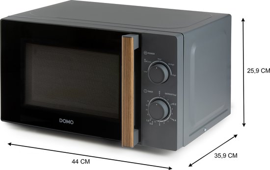 DOMO DO2920 Solo Microgolfoven “Wood You” - Magnetron - 20 L - 700 watt - Grijs - Houtlook Handvat