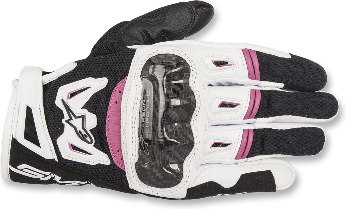 Alpinestars Stella SMX-2 Air Carbon V2 Zwart Wit Fuchsia - Maat L - Handschoen