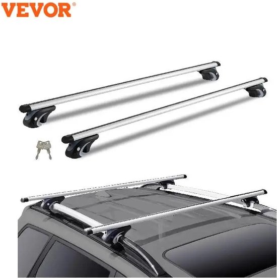 VEVOR Universele dakdrager, 130 x 100 cm, bagagestang draagvermogen 68 kg, bagagedrager van aluminium, licht, aerodynamisch, multifunctioneel, noodzakelijk gereedschap, inclusief 2 zwarte autostangen
