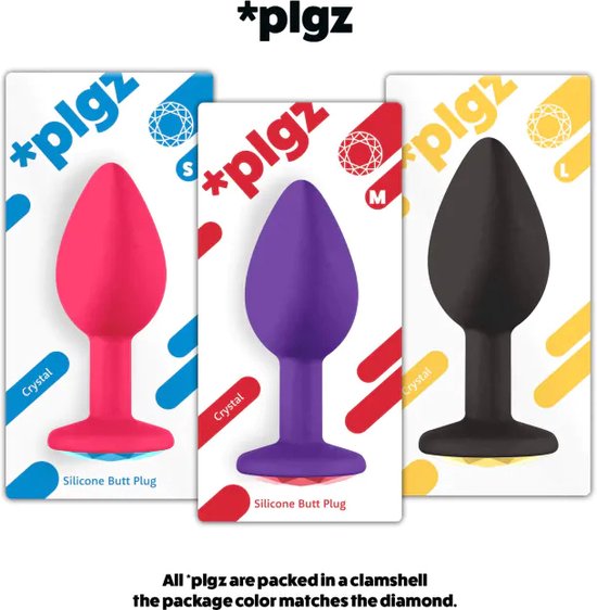 PLGZ - Plug anal en métal Rosebud - Zwart métallisé - Pierre précieuse noire - Disponible en 3 tailles Medium