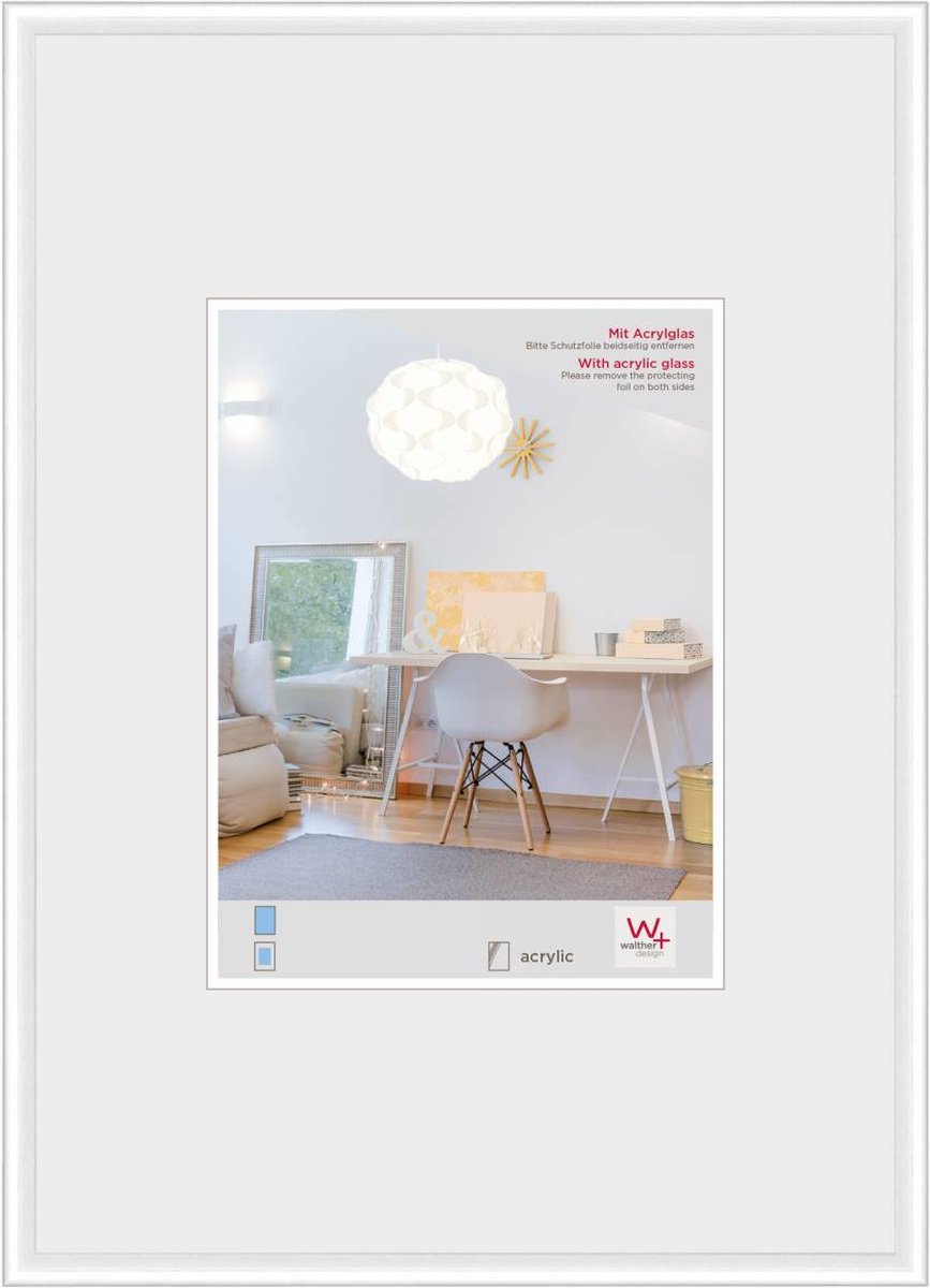 Walther New Lifestyle - Kunststof lijst - Fotoformaat 50x70 cm - Kunstglas - Wit