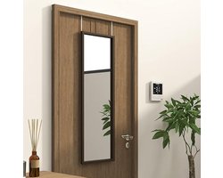 Dutchers.® Deurspiegel - Hangspiegel - Lange Deurspiegel Hangend - Spiegel - Ophangen Doormiddel Van Haken - Donkerbruin - 90x30 Cm