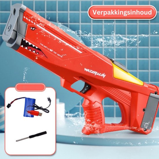 pistolet à eau - Pistolet à eau électrique - Pistolet à eau automatique - Rouge - Jouets de plein air