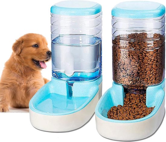 Rojeco 2-in-1 voederautomaat en waterdispenser, 5 l droogvoerautomaat voor katten 3,5 l watertank, programmeerbare voerdispenser voor katten met led-display, BPA-vrij, voor kleine en middelgrote