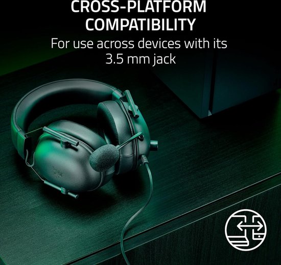 Zwarte Razer gaming headset met 3.5mm jack.