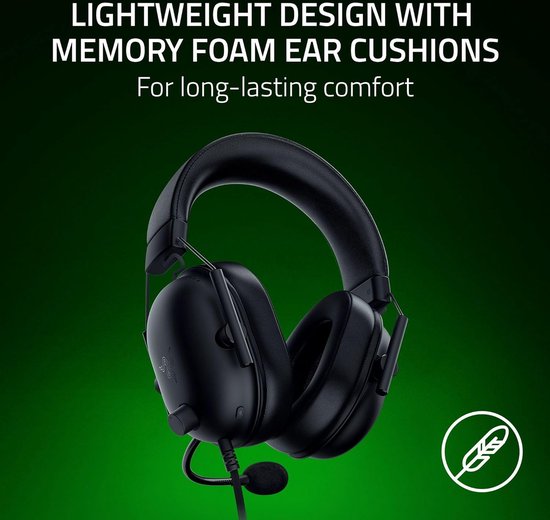 Zwarte Razer gaming headset met draaibare microfoon.