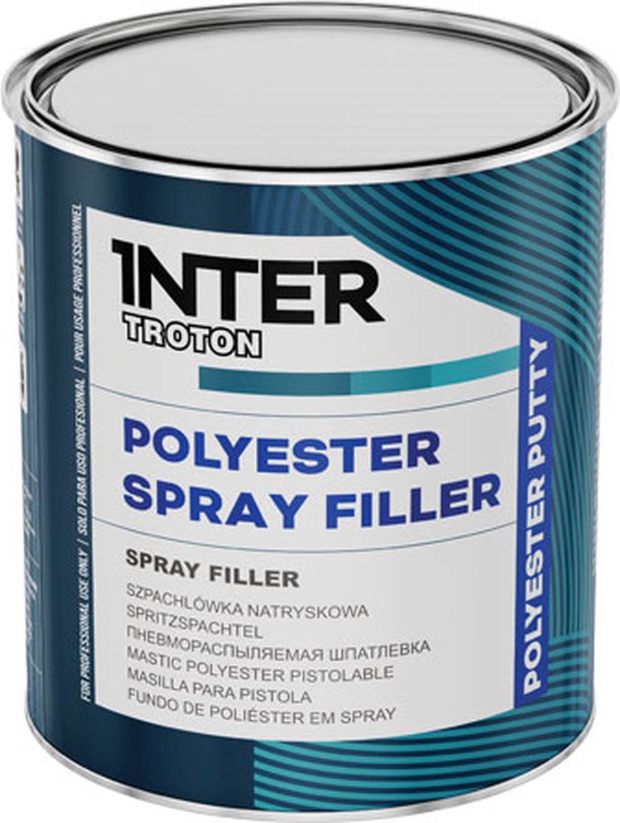 INTER TROTON Polyester spray filler 1L | Spuitplamuur | Autoschadeherstel | Voor professioneel gebruik | Auto reparaties
