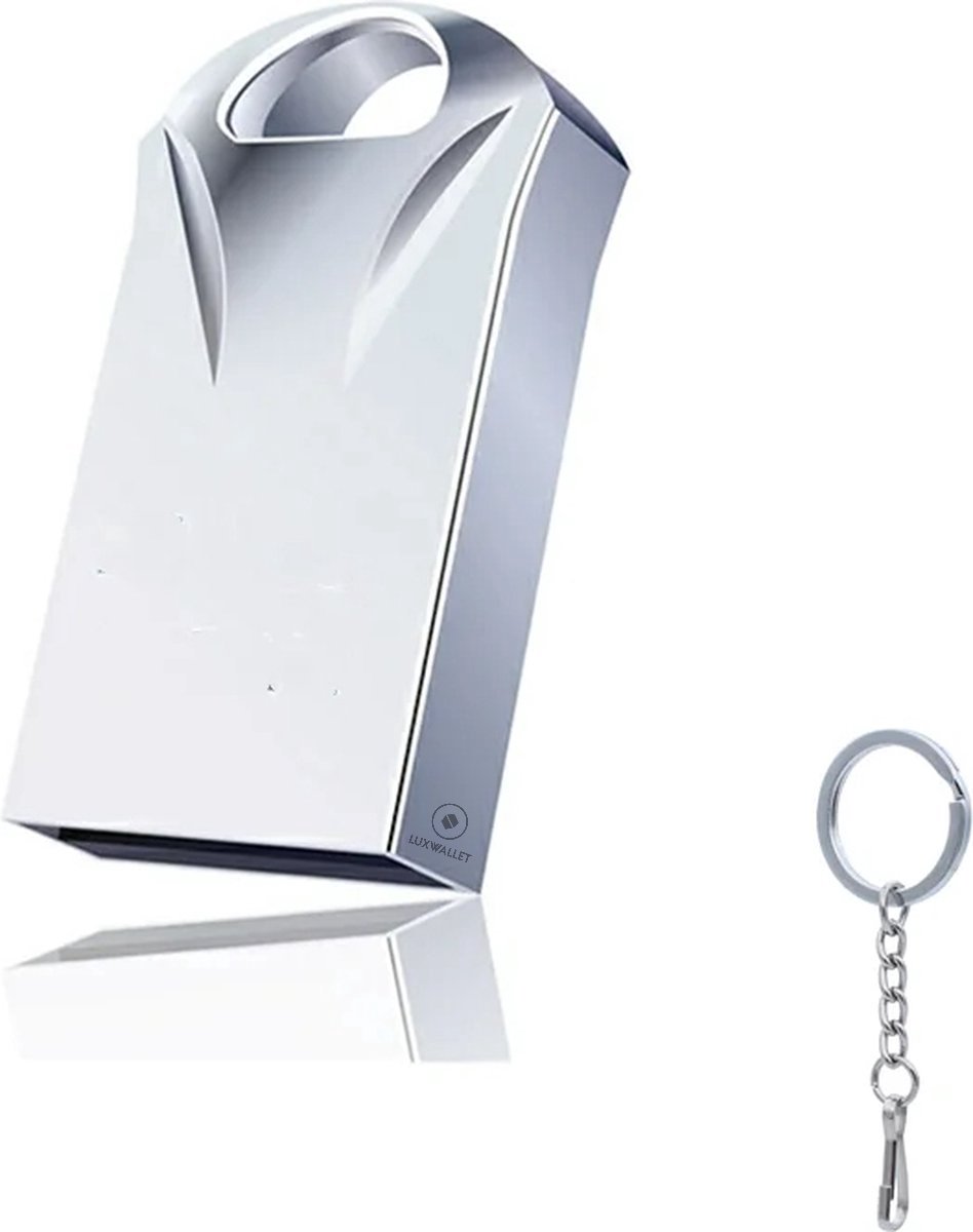 LUXWALLET DataPulse – USB 2.0 Flashdrive - Sleutelhanger Design – 32GB – Metalen Behuizing – USB-Stick – Stijlvol Design - Zilver