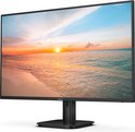 Zwarte Philips monitor met een zonsondergang op het scherm, rechts in beeld.