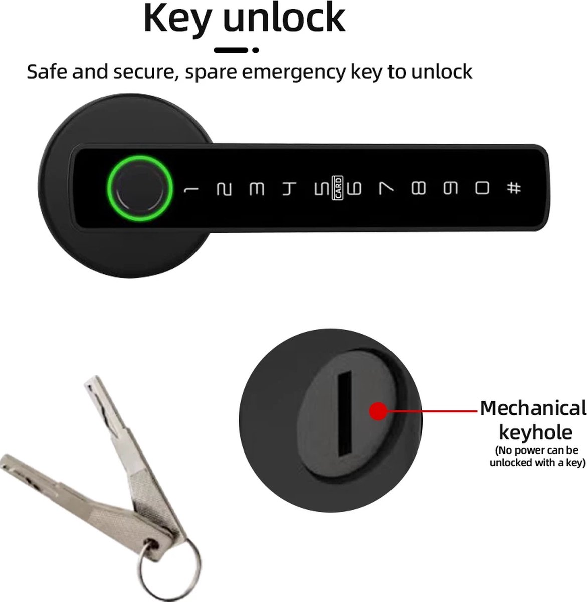 Deurslot met vingerafdruk - Elektrisch deurslot – Slimme deurklink – Deurklink vingerafdruk - Deurslot met code - Smart Lock - Zwart — cadeau in Cadeau-ideeën - foto 6
