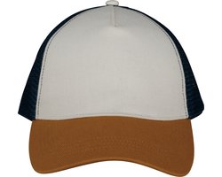 Native Spirit Ecologische unisex truckerpet met 5 panelen NS035 - Ivory / Curcuma / Navy Blue - One size