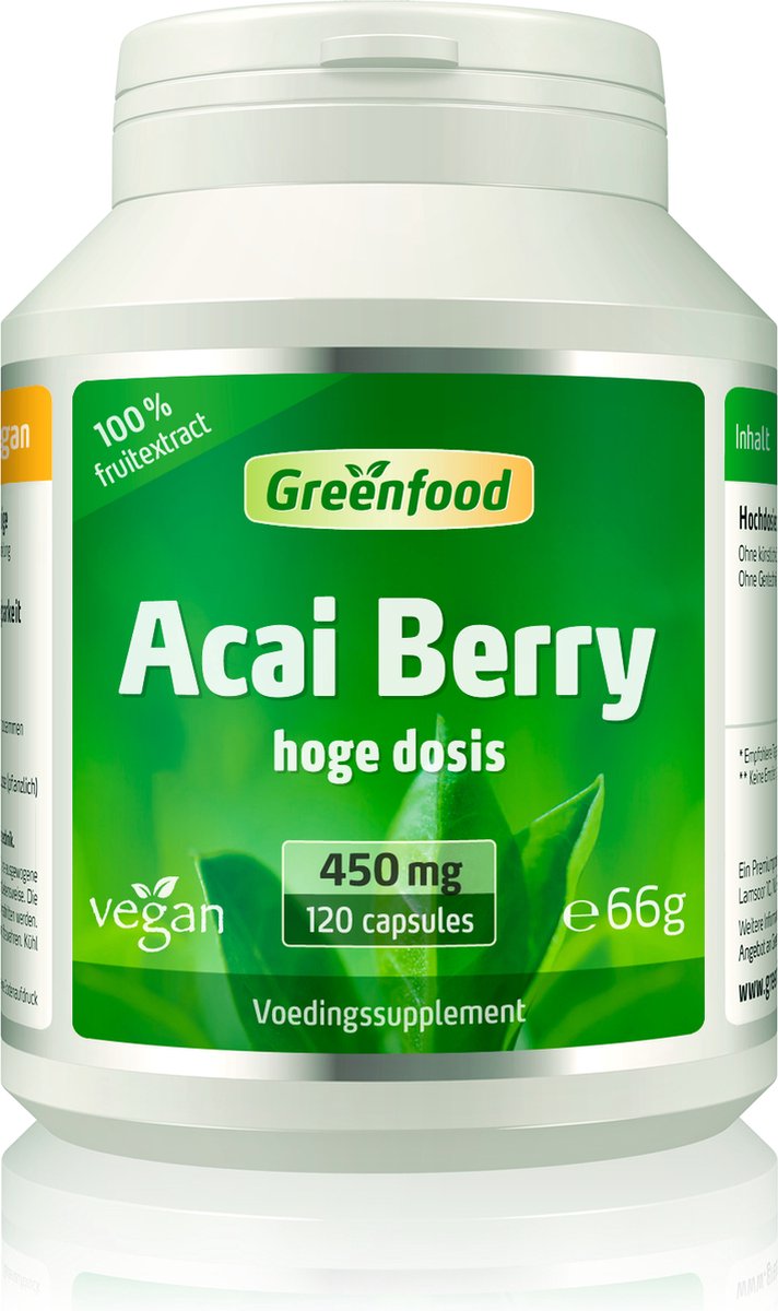 Goedkoopste Greenfood Acai Berry, 450 mg, hoge dosis extract (30 1), 120 capsules. Zonder kunstmatige toevoegingen. Zonder genetische manipulatie. Vegi capsules, veganistisch.