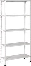 Bol.com Opbergrek - 300 kg draagkracht - 170 cm hoog - 73 cm breed – 5 verstelbare legborden - Metaal - Wit aanbieding
