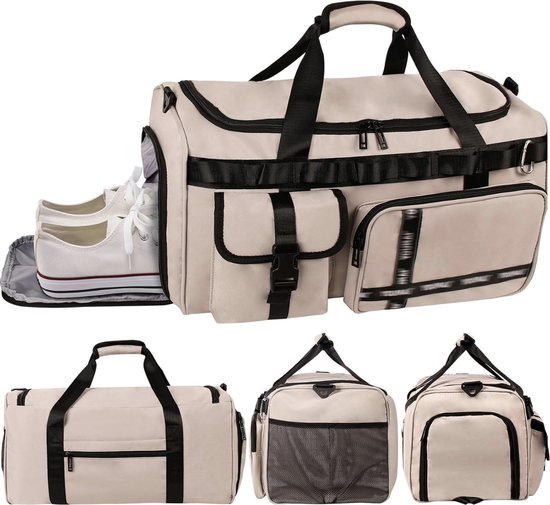 Hoseay Grote waterdichte sporttas met schoenenvak en natte tas voor het weekend, licht, voor yoga, gym, zwembad, 24 liter, groen, één maat