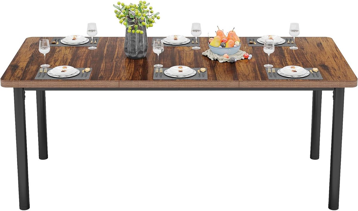 Tribesigns eettafel, industriële keukentafel voor 6-8 personen