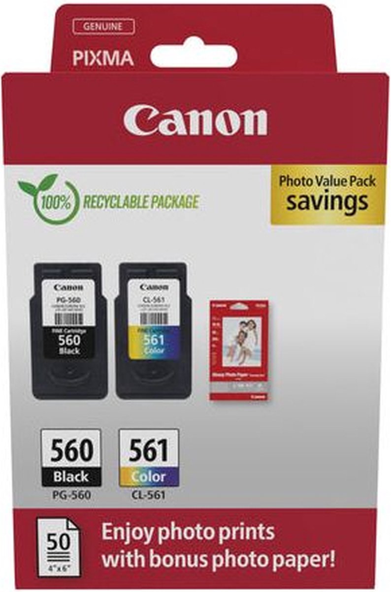 Inktcartridge Canon PG-560 CL-561 zwart + kleur