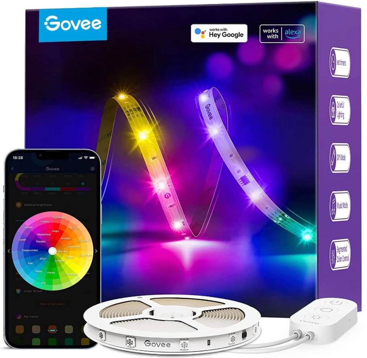 Govee slimme RGBIC Basic led strip 5 meter - RGBIC - app-bediening