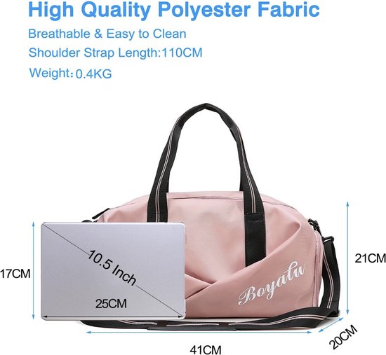 FANDARE Ultralichte Reistas Nachtelijke Handtas Sport Gym Tas Weekender Tassen Vrouwen Mannen Duffle Ziekenhuis Tas Workout Gym Zwemmen Ziekenhuis Schoudertas Met Natte & Droge Scheiding Pocket