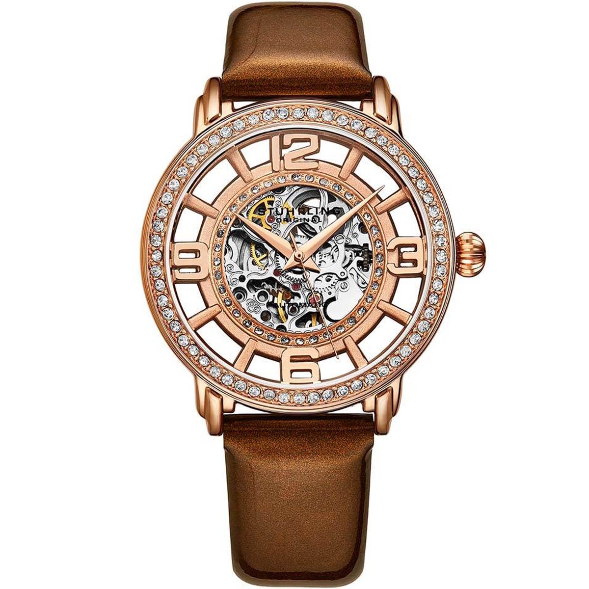 Stührling Winchester 3941 Automatisch 38mm Skelet - Horloge Dames - Horloges voor Vrouwen - Met Kristallen Wijzerplaat - ST Serie Automatisch Uurwerk