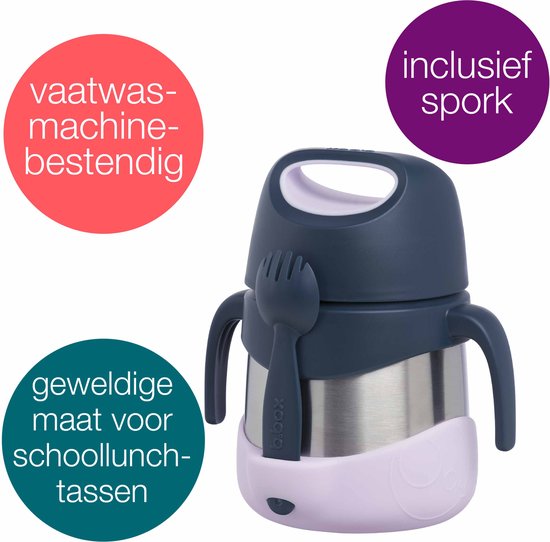 Pot à déjeuner isotherme b.box | Gobelet facile à ouvrir pour les tout-petits | Acier inoxydable à double paroi, garde les Nourriture jusqu'à 7 heures, au chaud jusqu'à 5 heures | 335ml/11