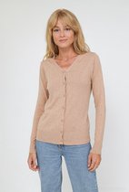 Cardigan femme Astrid uni taupe marron clair modèle court à 6 boutons manches longues Taille 38/42 Cardigan M/L