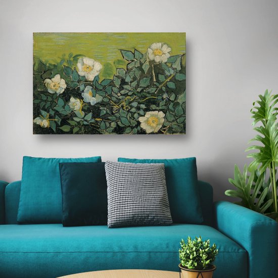 Roses sauvages - Décoration murale Vincent van Gogh - Portrait de Fleurs - Peinture sur toile Nature - Décoration murale classique - Toile avec cadre - Toile d'art avec cadre 100x75 cm