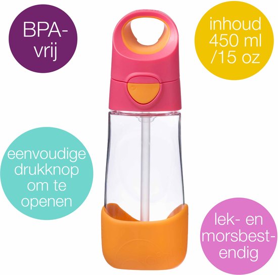 B.box Tritan Drinkfles En Waterfles Eenvoudig Vast Te Houden Fles Met Lekvrij Deksel Cool Modern Kindvriendelijk Ontwerp Volgt De Drinkbeker Op 600 Ml 2706992845