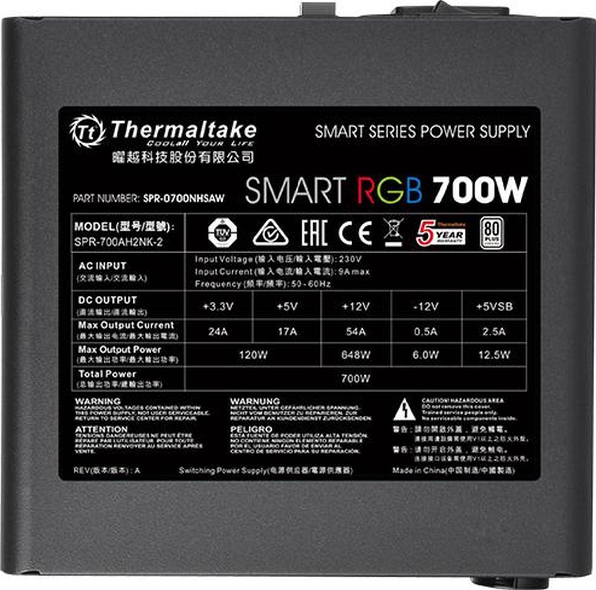 Power Supply Thermaltake Smart Rgb 700 W 6 W Atx voeding - afbeelding 2
