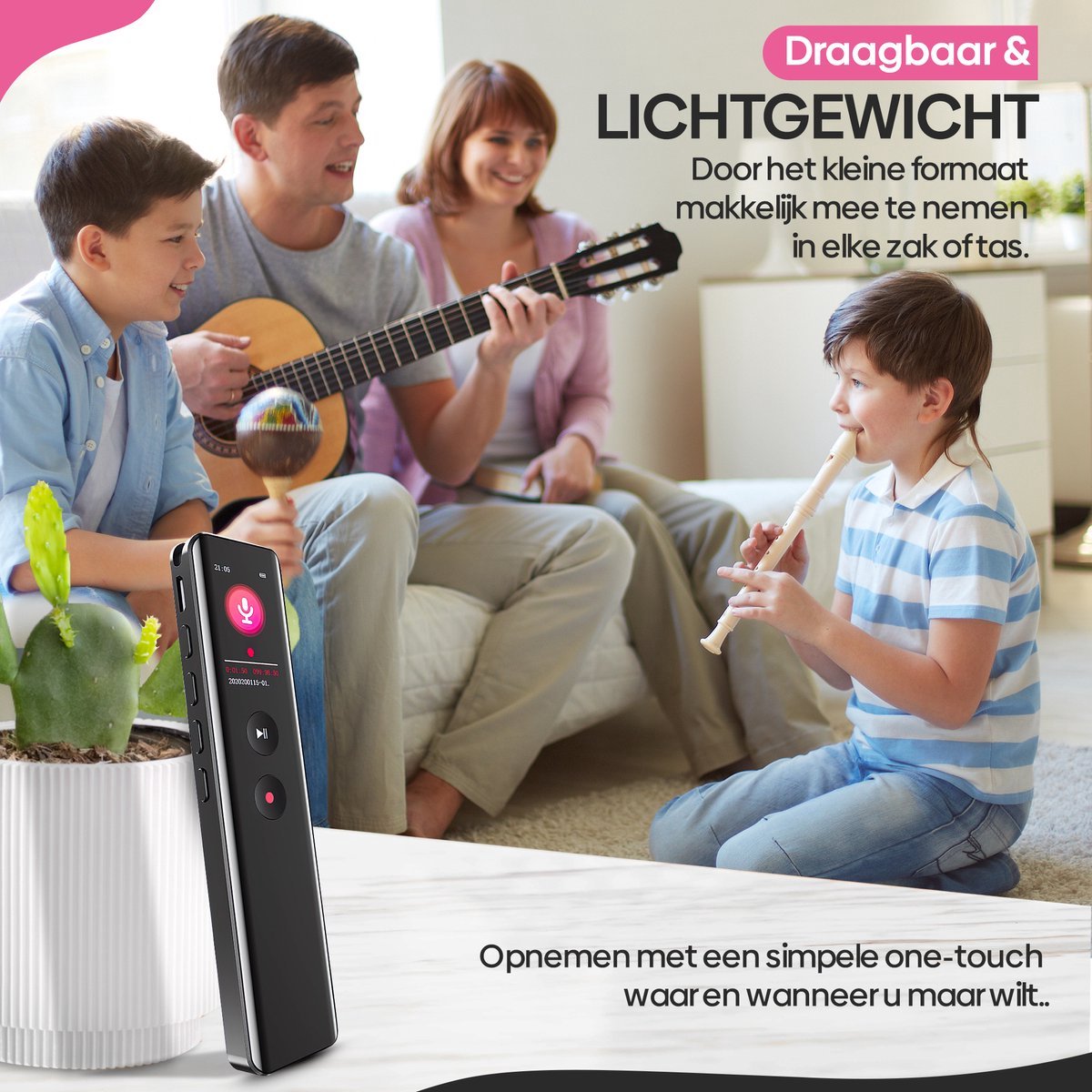 Afbeelding 2 van BPgoods® - Digitale Voice Recorder - Audio Recorder - Memorecorder - Dictafoon - Krachtige Accu - 2025 - Microfoon met ruisonderdrukking - 16GB - Incl. Oordopjes