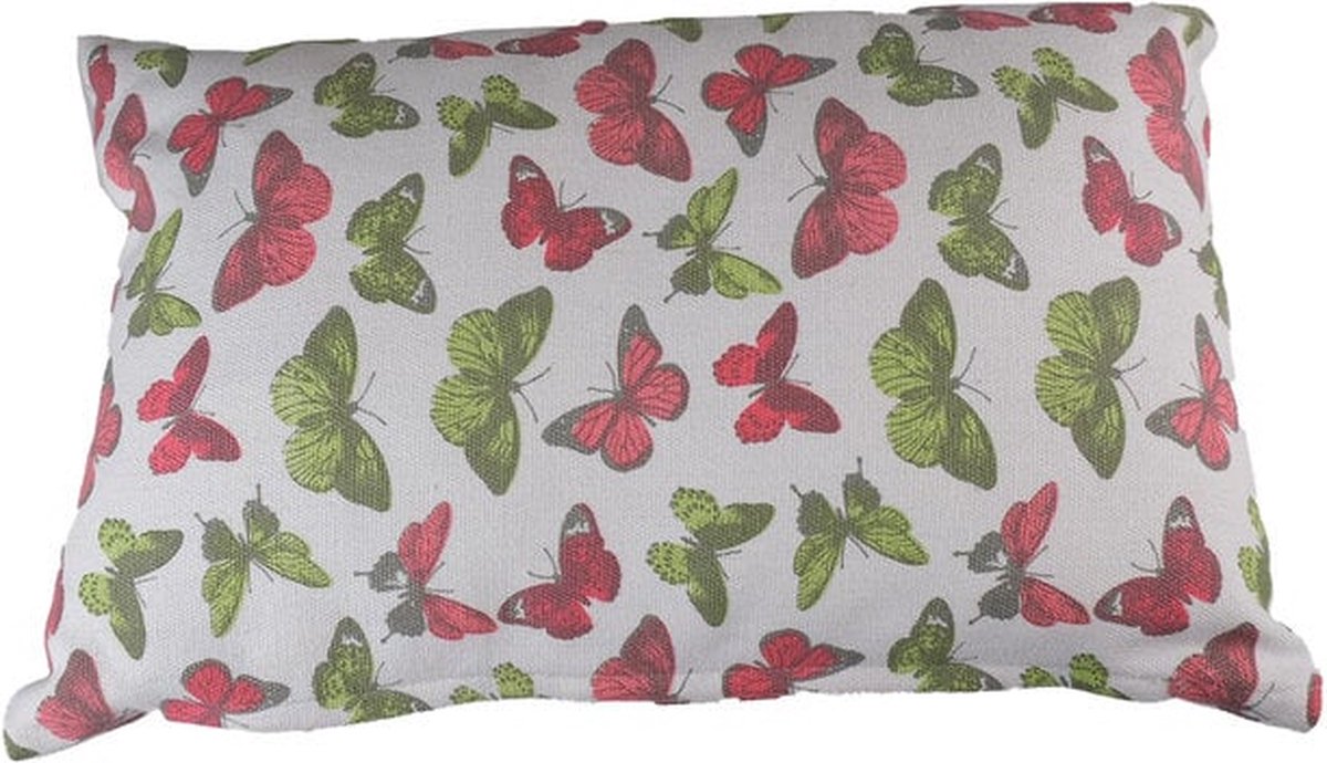 Linen & More Kussen Butterfly Strawberry | 30 X 50 | Sierkussen Voor Woonkamer Of Slaapkamer groen, rood