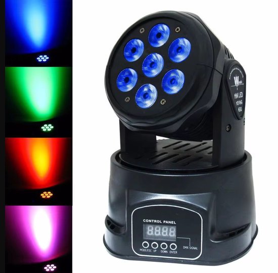 Foto: Moving head lichtset 7x12w rgbw par set led lampen discolampen lichtshows bewegen op muziek 