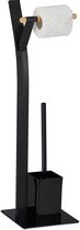 Ensemble d'accessoires de Relaxdays - noir - porte-rouleau de papier toilette debout - porte-brosse de toilette