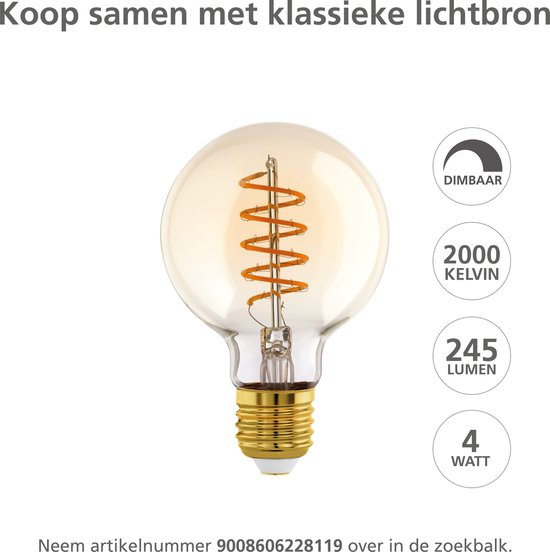 EGLO Townshend Wandlamp - E27 - 21,5 cm - Hout - Zwart/Bruin - FSC Hout
