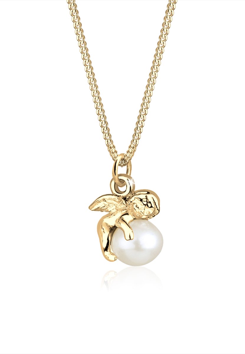 Elli - Halsketting - Dames Engel met zoetwater gekweekte parel in 925 Sterling Zilver - Dames