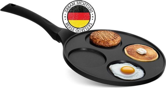Endusor Spiegeleipfanne  21cm  - Frühstückspfanne Dreigeteilt Mit Antihaft Beschichtung Fuer Induktion Gas Ceran Elektro Eierpfanne Fuer Spiegeleier Pancakes Speck Gemuese, Mcmuffins Und Mehr 4850760996