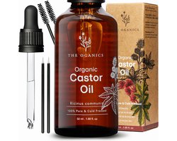 The Oganics - Castorolie 100% puur natuurlijk en koudgeperst- Bevordert haargroei, wenkbrauwen, wimpers en baard -Voedt en beschermt huid, haar en nagels -Anti-aging |Veganistisch en dierproefvrij| Ricinusolie -Castor oil + Glazen flesje + Pipet 50ml