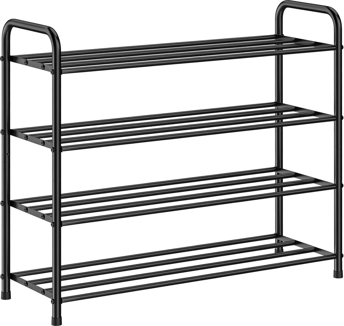 4-niveaus roestvrijstalen schoenenrek opbergorganizer voor 12 paar slaapkamer kast entree slaapzaal 68 x 26 x 65 cm mat zwart
