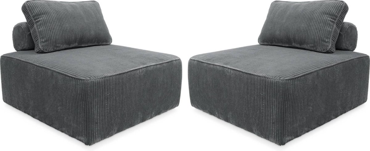 sweeek - Set van 2 fauteuils voor modulaire bank corduroy 1 zitplaats l 90 x b 90 x h 78cm - lao