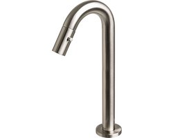 Plieger Lupo 2.0 Toiletkraan – Opbouw fonteinkraan – Verhoogd model – Uitloop 20.0 cm – 10 jaar garantie – Geborsteld chroom