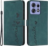 Coverup Smile Book Case - Convient pour Motorola Edge 50 Pro Case - Vert
