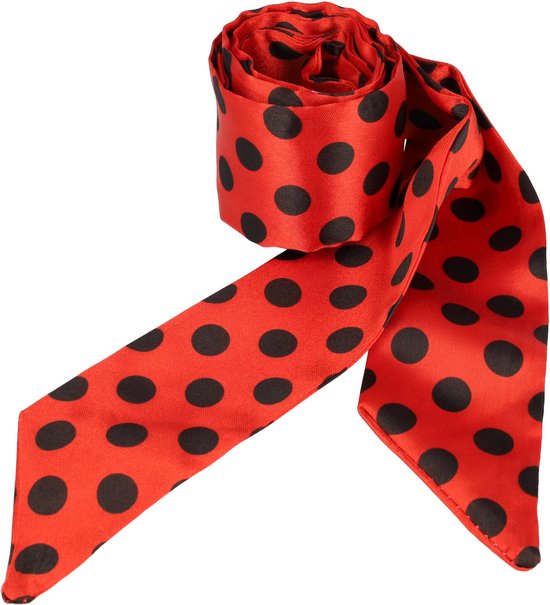 Foulard à cheveux imprimé à pois étroits 180 cm Zwart rouge